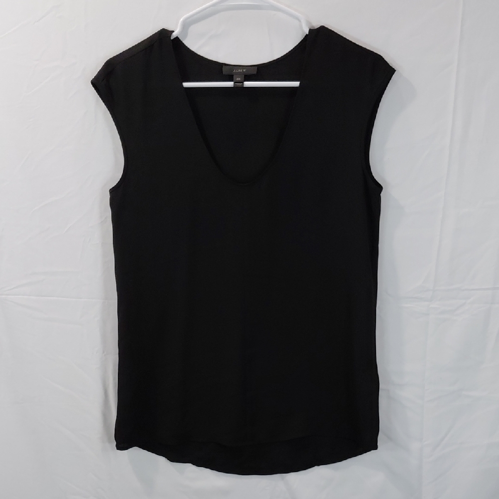 J. Crew Black V-Neck Cap Sleeve Blouse Woman's Size 00